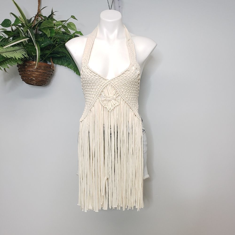Wildcat Cotton Festival Crochet Fringe Top Size M/L